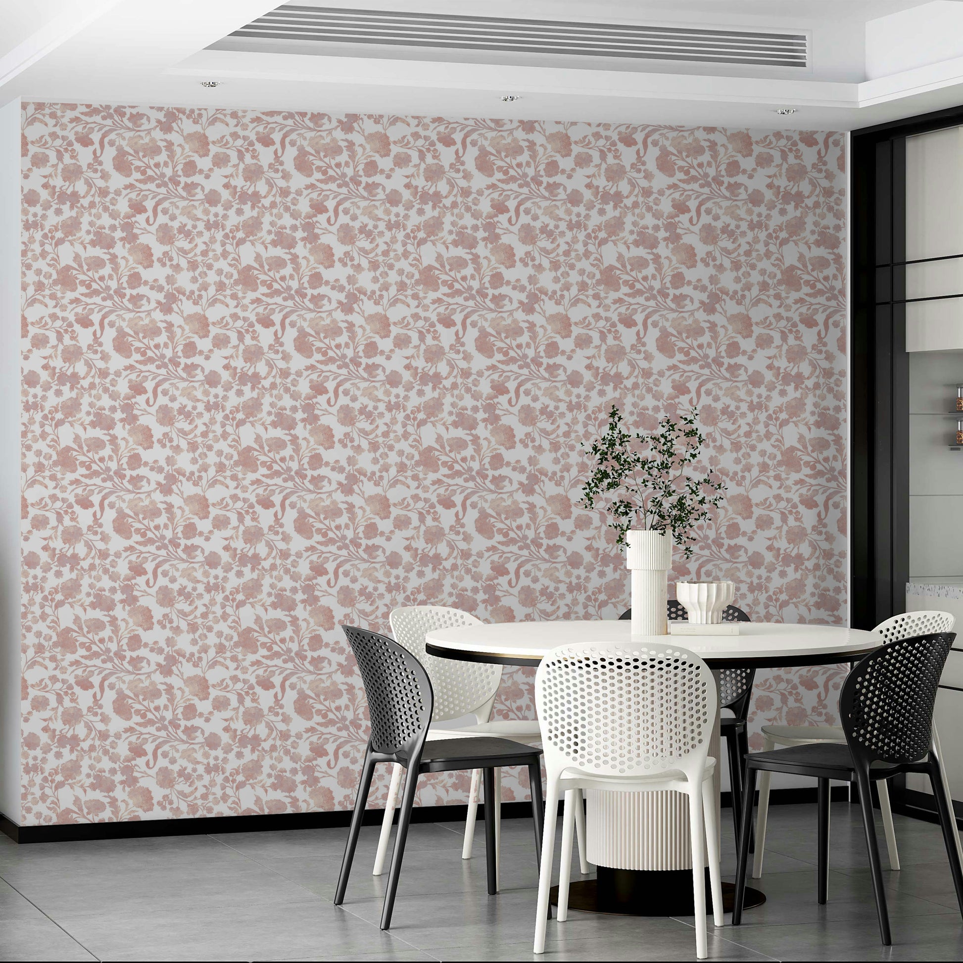 Dusty rose floral print wallpaper for interiors

