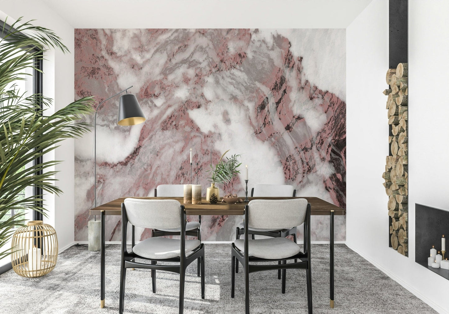 Dusty Rose Marble Swirl Wall Mural -2579026