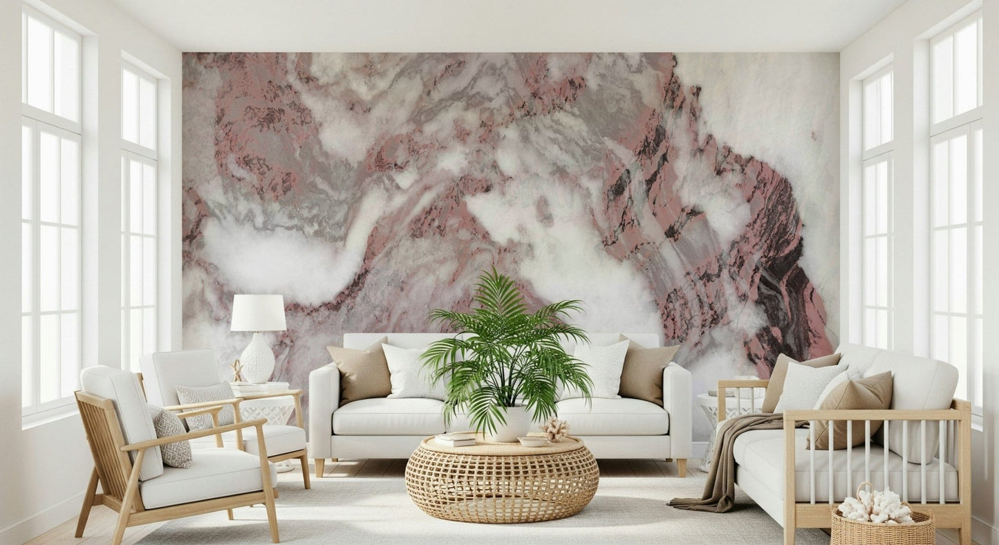 Dusty Rose Marble Swirl Wall Mural -2579026