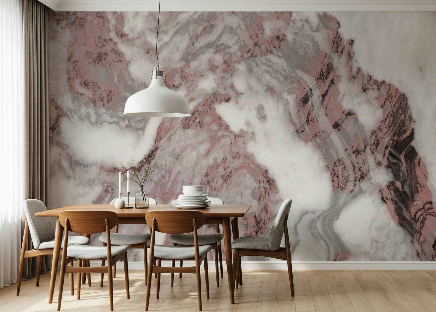 Dusty Rose Marble Swirl Wall Mural -2579026