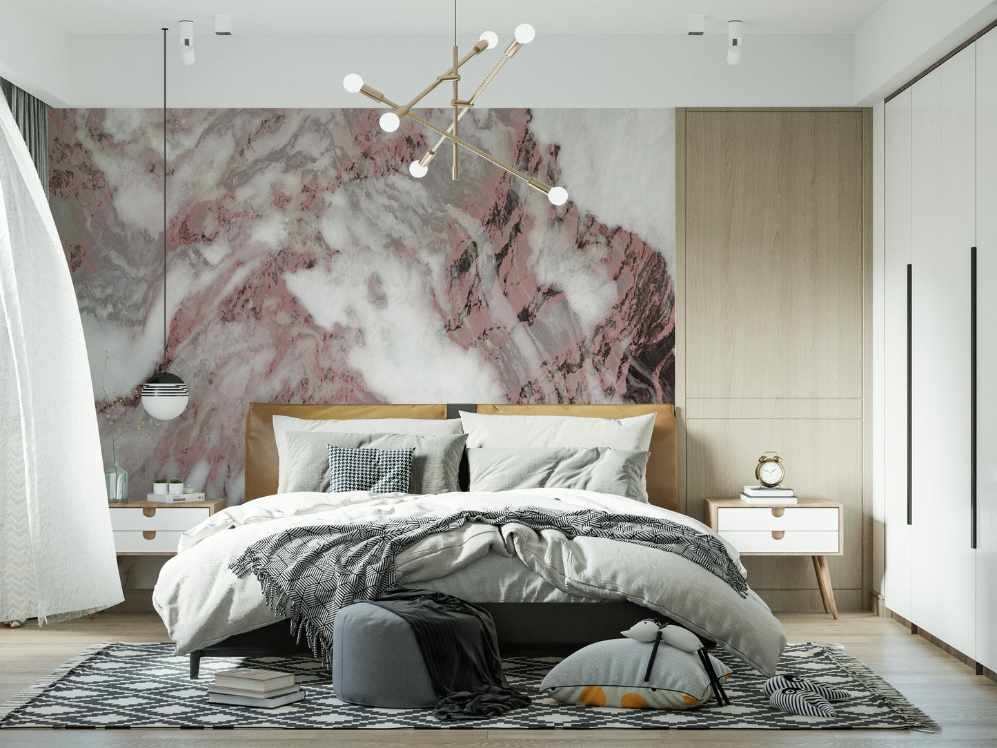 Dusty Rose Marble Swirl Wall Mural -2579026