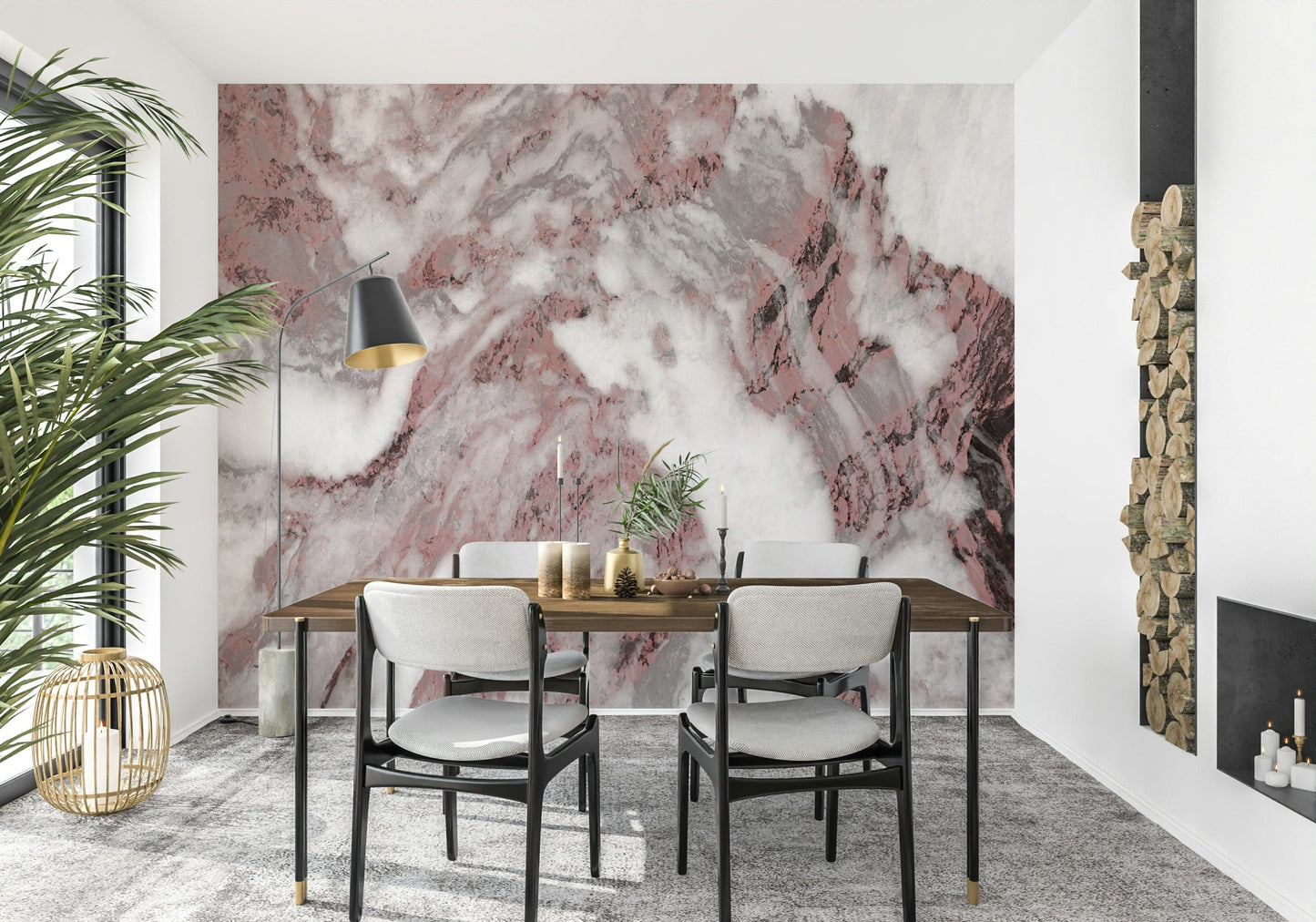 Dusty Rose Marble Swirl Wall Mural -2579026