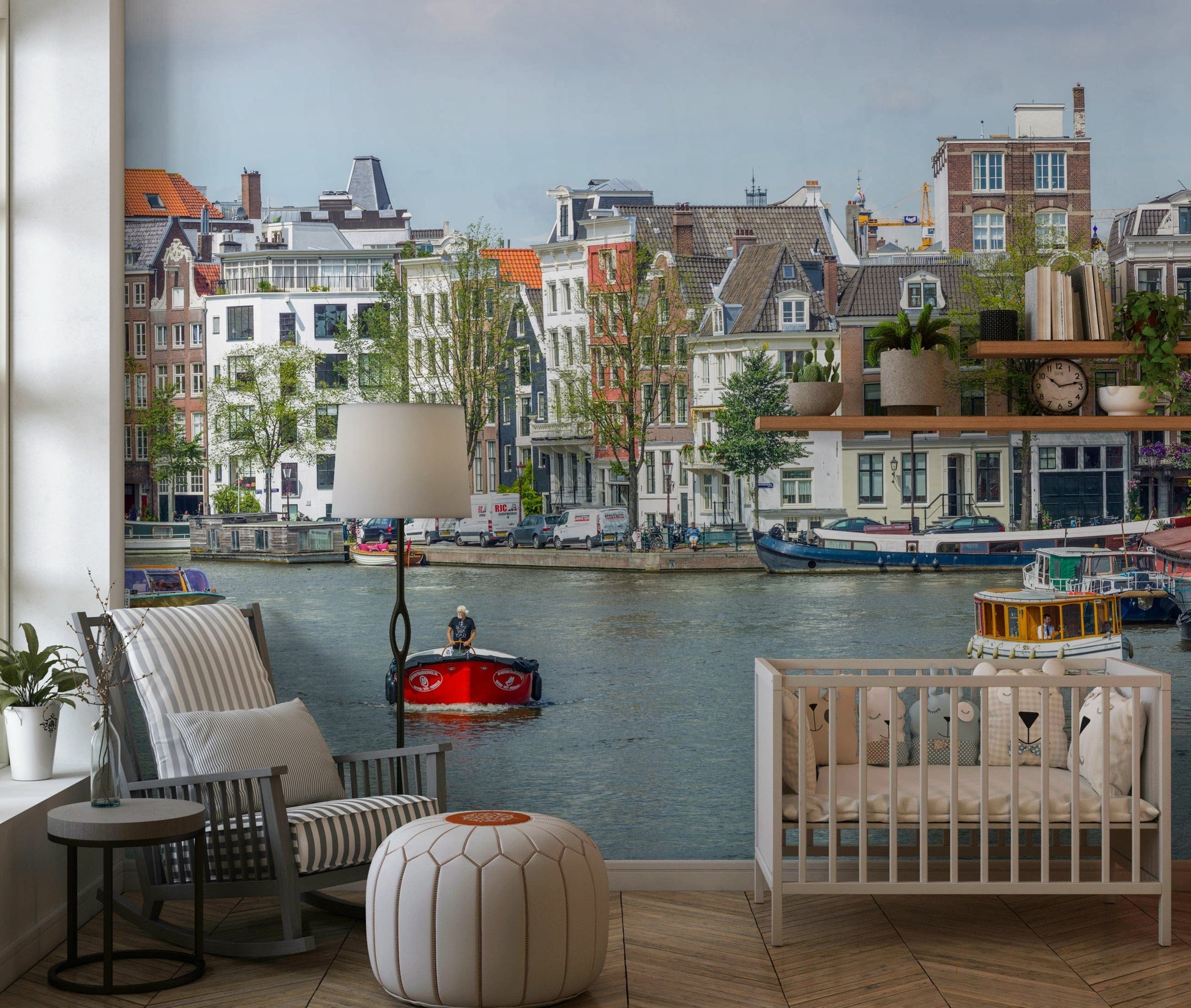 Dutch Waterway Charm product wallpaper historic canal houses trees