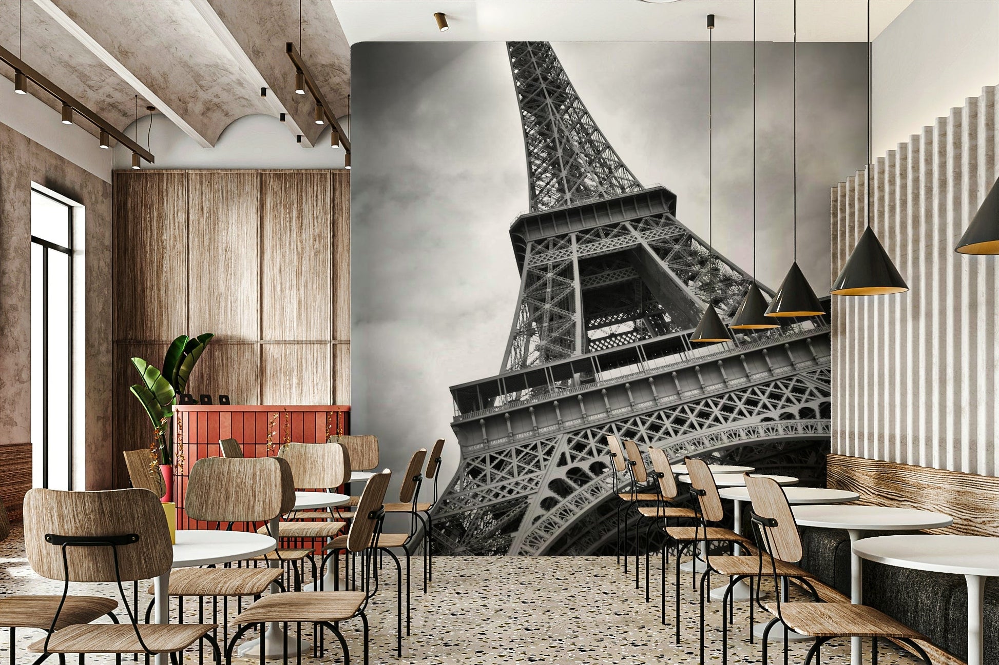 Eiffel Tower wall mural with strong lines and impact


