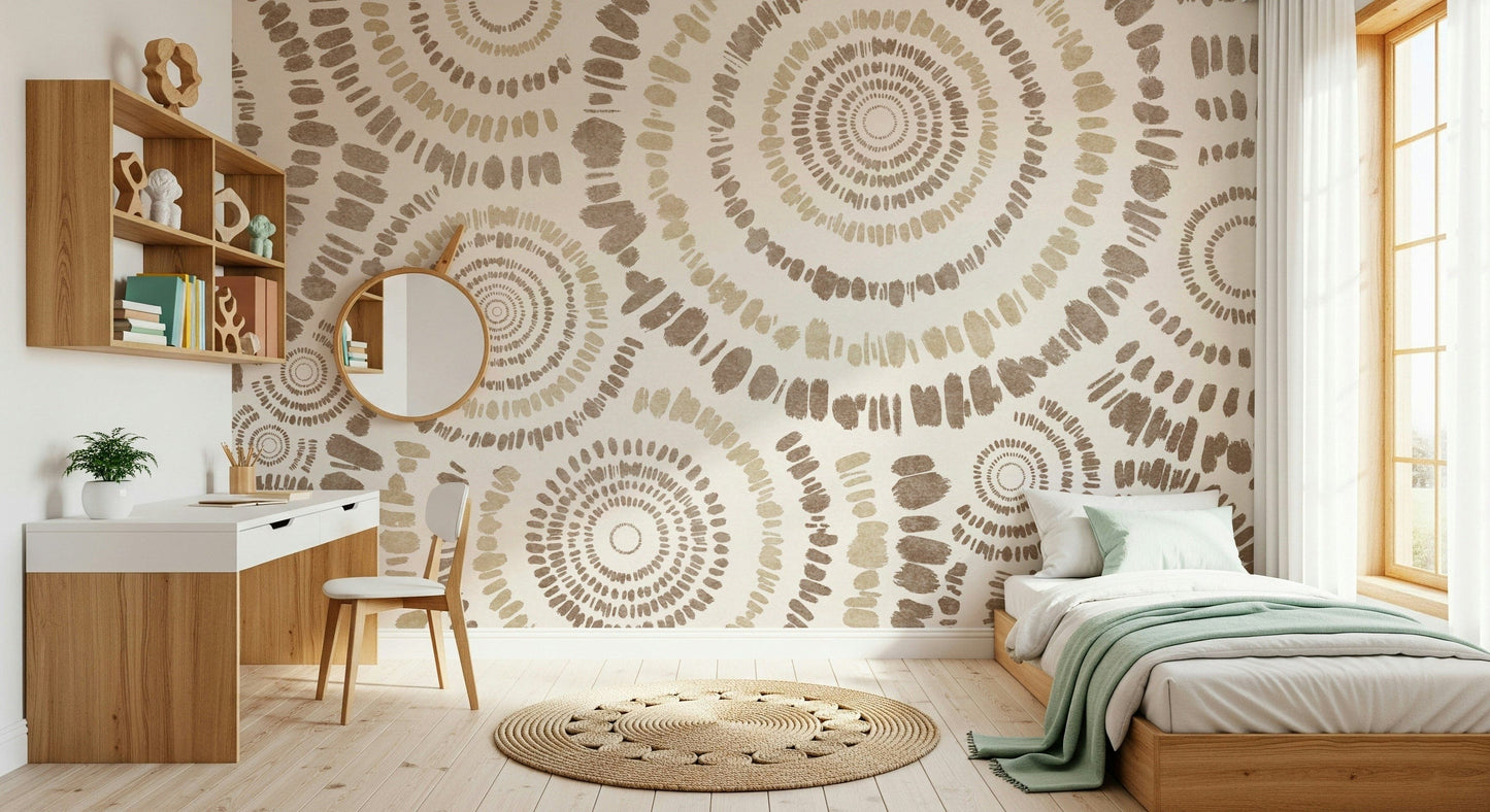 A graceful subtle pattern wall mural in cool, tranquil tones.