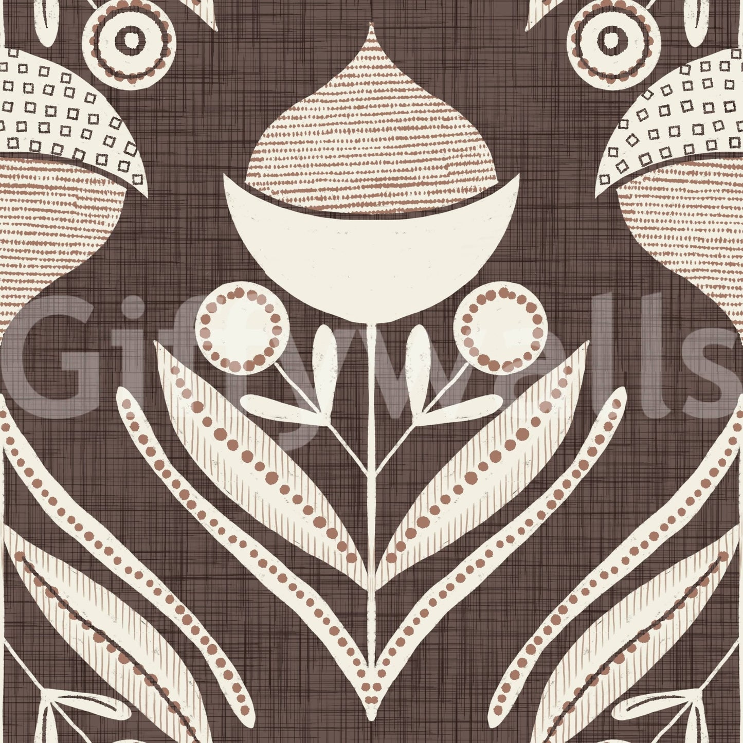 Earth Tone Floral wallpaper showcasing geometric-style flowers and soft organic shapes.