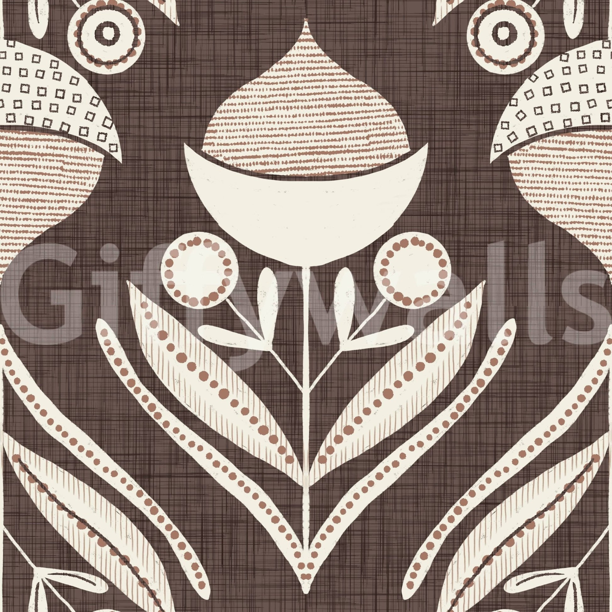 Earth Tone Floral wallpaper showcasing geometric-style flowers and soft organic shapes.
