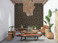 Geometric symmetry wallpaper featuring warm earthy hues and soft organic lines.