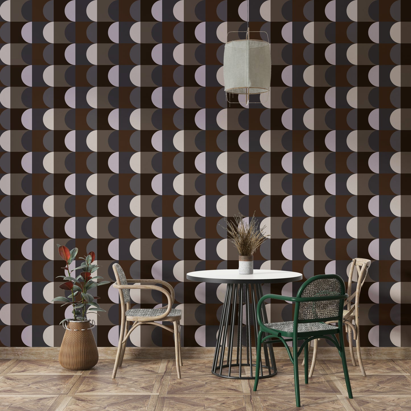 Warm abstract shapes wall mural

