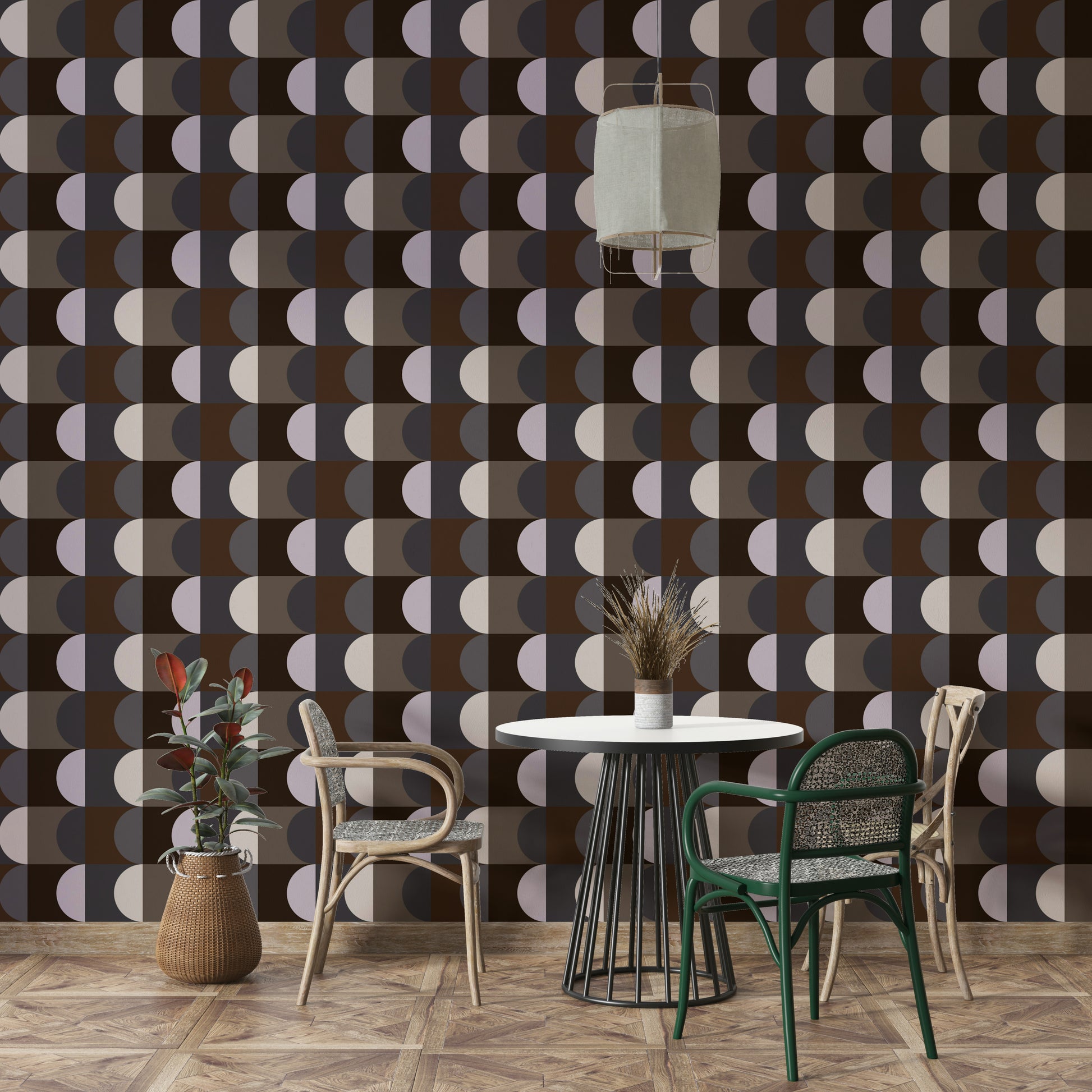 Warm abstract shapes wall mural

