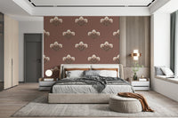 Mughal Blossom mural, artistic botanical design, warm neutral tones.