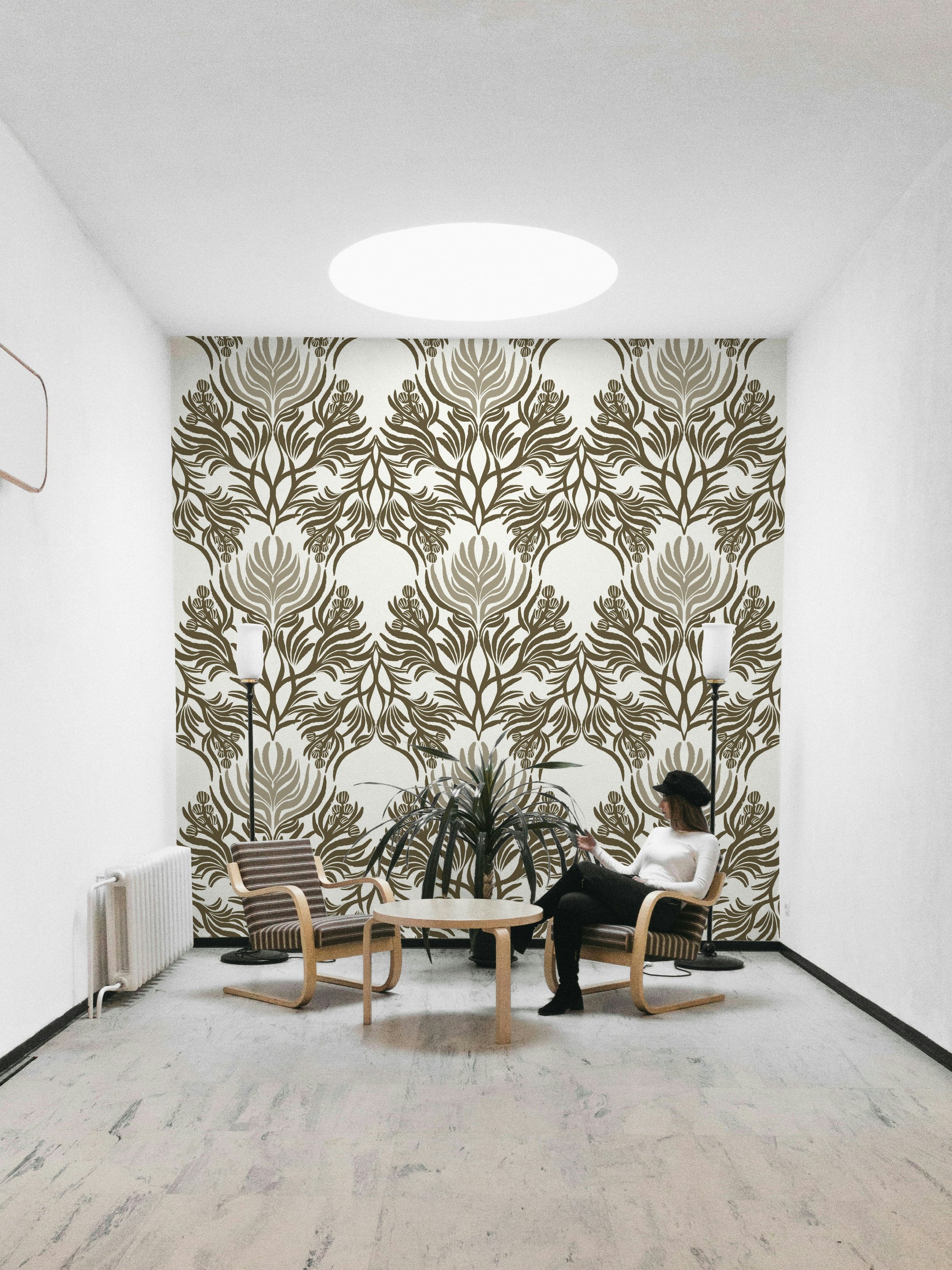 Office with Earthy Botanical Symmetry wallpaper

