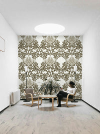 Office with Earthy Botanical Symmetry wallpaper

