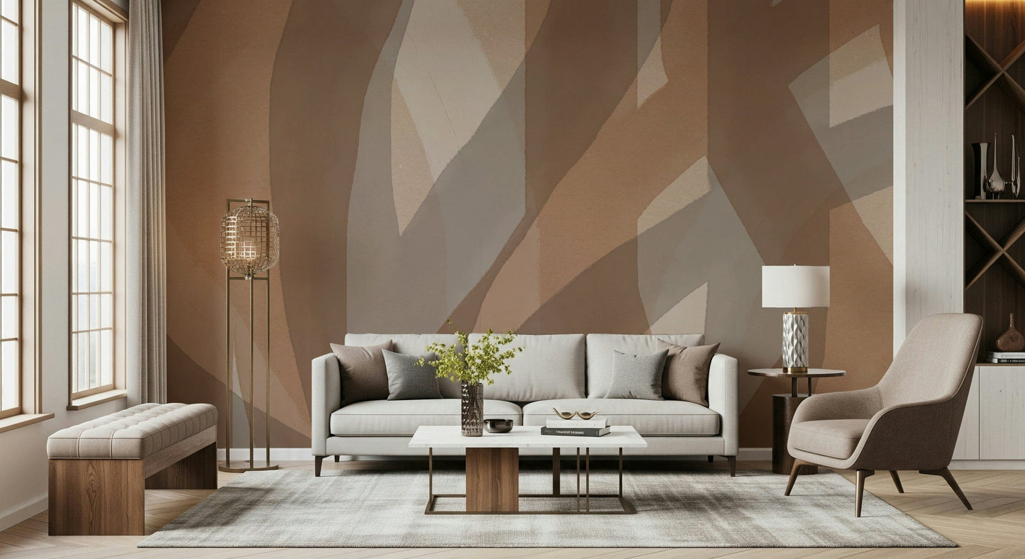 A graceful subtle pattern wall mural in cool, tranquil tones.