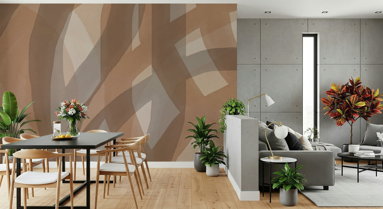 A beautiful abstract brushstroke wallpaper mural with harmonious colors.