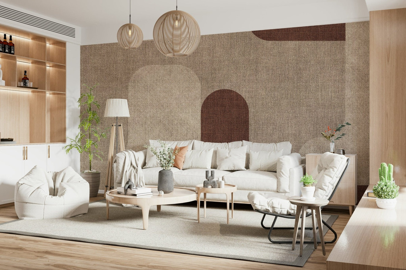 Textured brown patterns define this earthy curves wall mural.