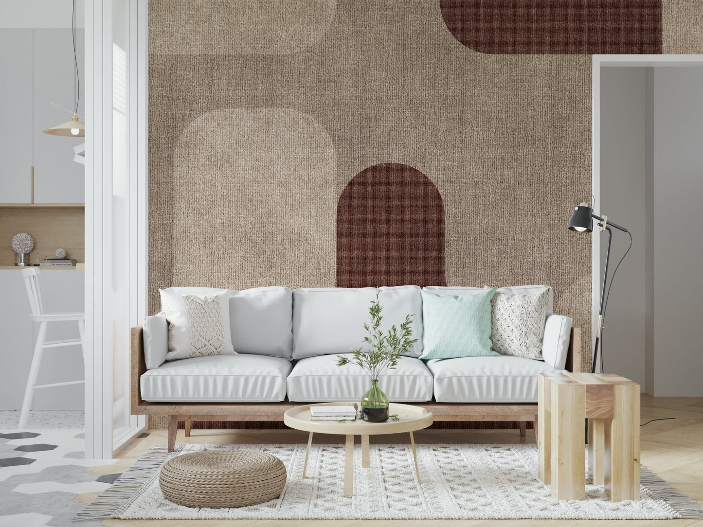 Sophisticated brown motifs style this earthy wall mural.
