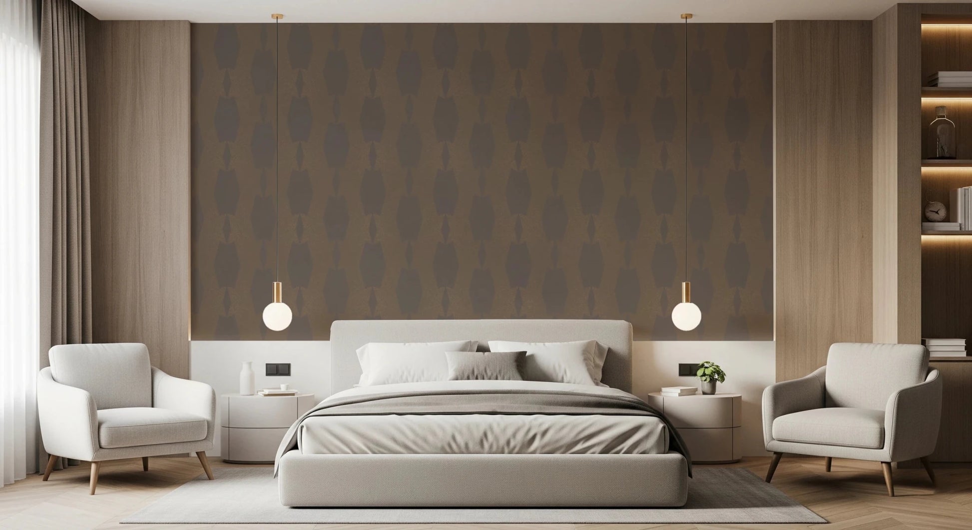 Earthy Echoes Muted Brown Geometric Wallpaper⁠