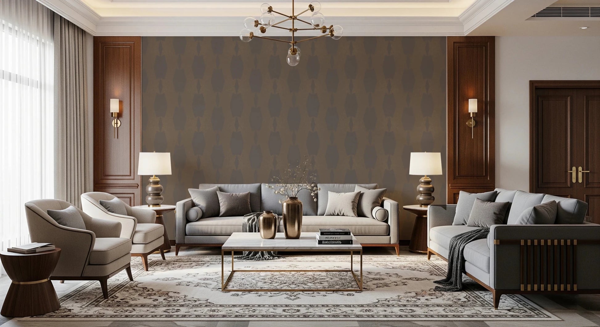 Earthy Echoes Muted Brown Geometric Wallpaper⁠