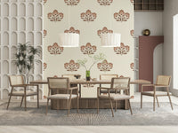 Earthy Flora wall mural, classic bloom art, peaceful home enhancement.