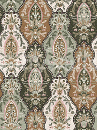 Muted earthy florals wallpaper with detailed ornamental motifs and soft vintage tones.