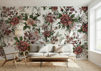Vintage inspired bloom Garden of flowers and beetles bedroom wall mural.