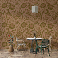 The color palette is monochromatic, with different shades of brown and beige.
