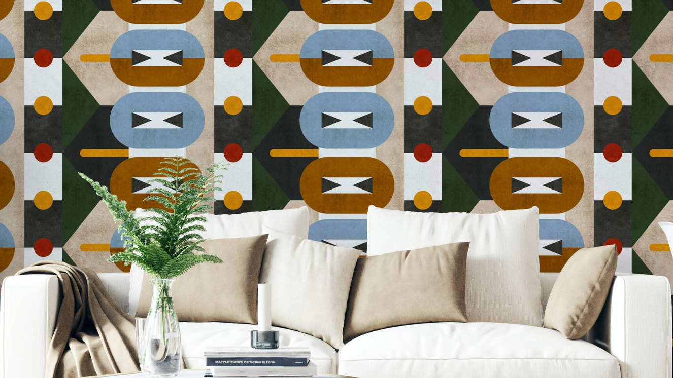 Bold color geometric print wall wallpaper

