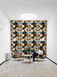 Vintage style geometric print for interiors

