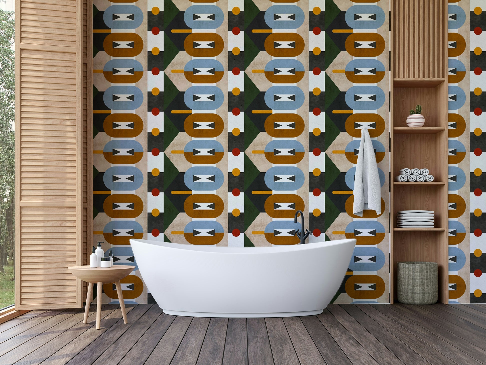 Artistic abstract blocks wallpaper for decor

