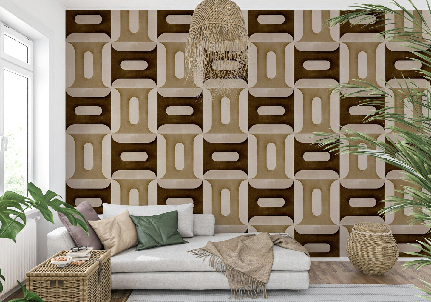 Modern Textured Geometries Earthy Wallpaper⁠