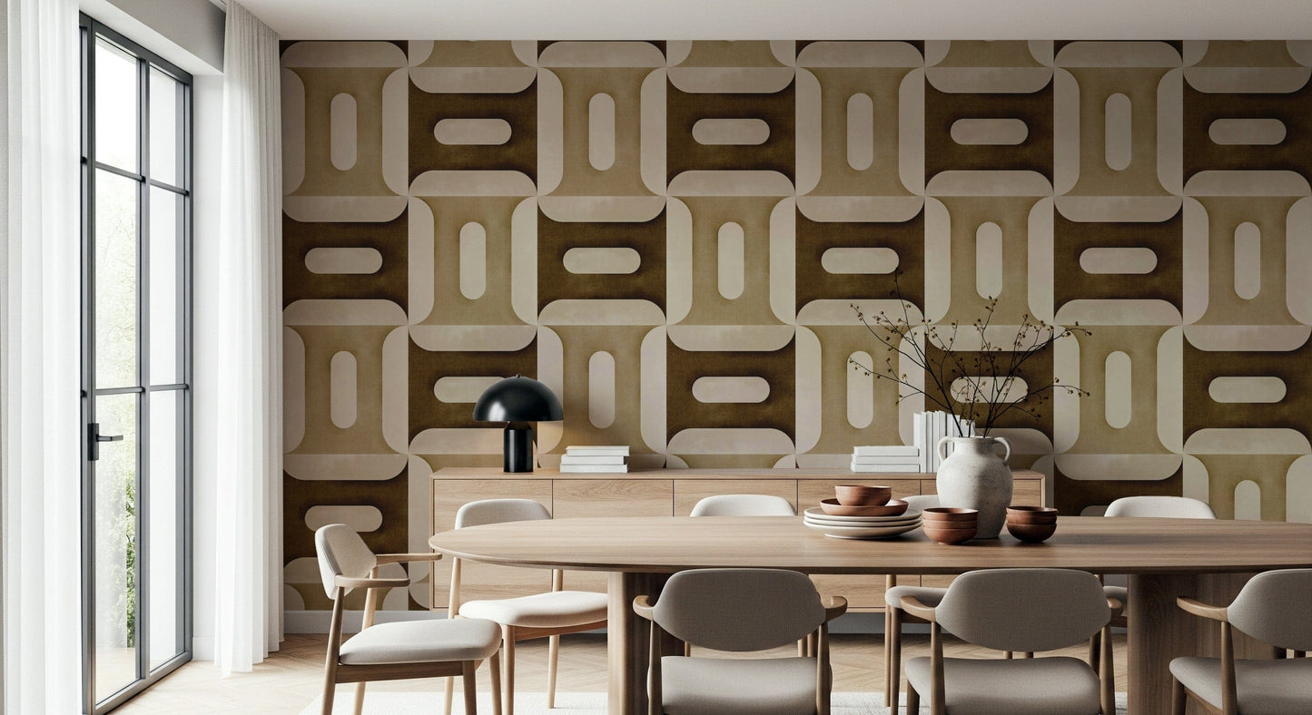 Modern Textured Geometries Earthy Wallpaper⁠