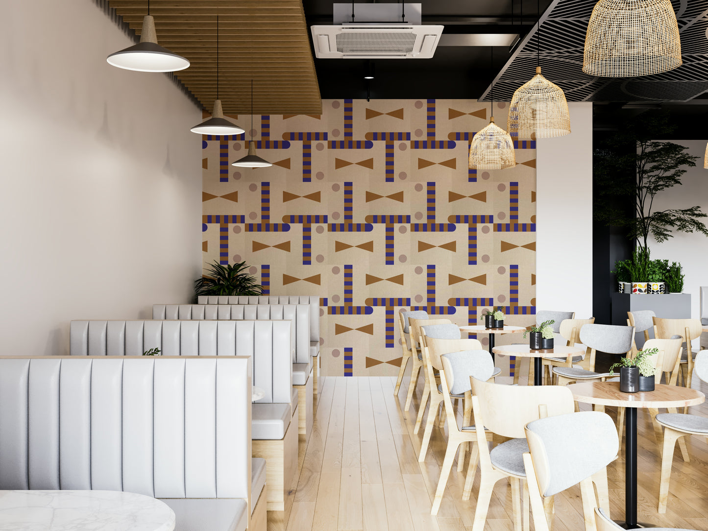 Mid-century modern style geometric wallpaper

