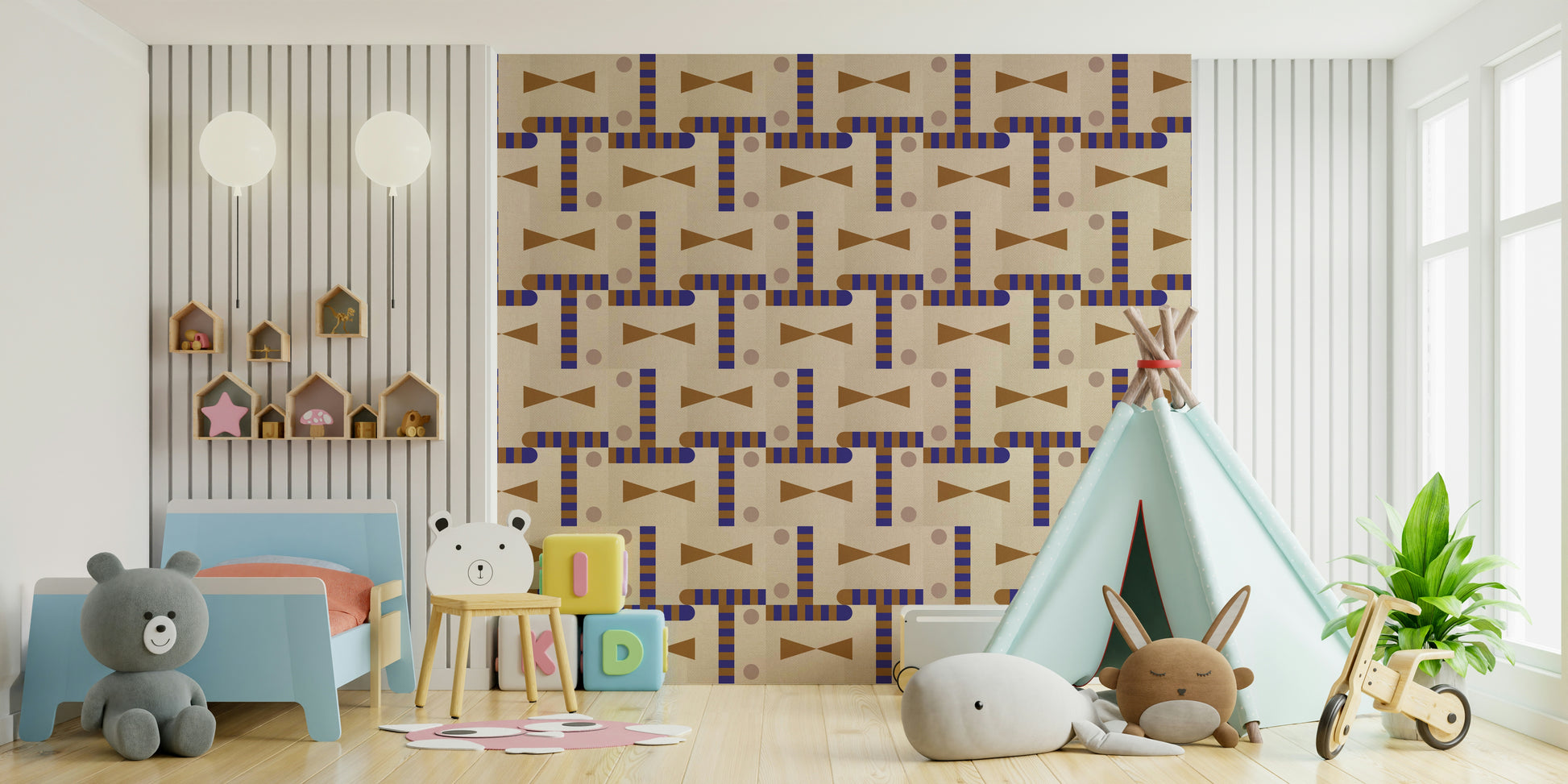 Beige background with modern geometric print

