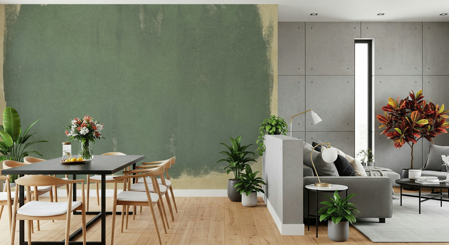 A calming modern design wallpaper mural that defines a space.