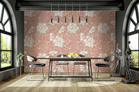 Matte finish wallpaper with soft petal textures and warm tones.