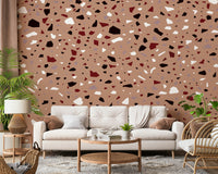 An artistic soft focus mural on minimalist wallpaper.