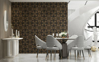Neutral earth-toned wallpaper showcasing a harmonious symmetrical motif.