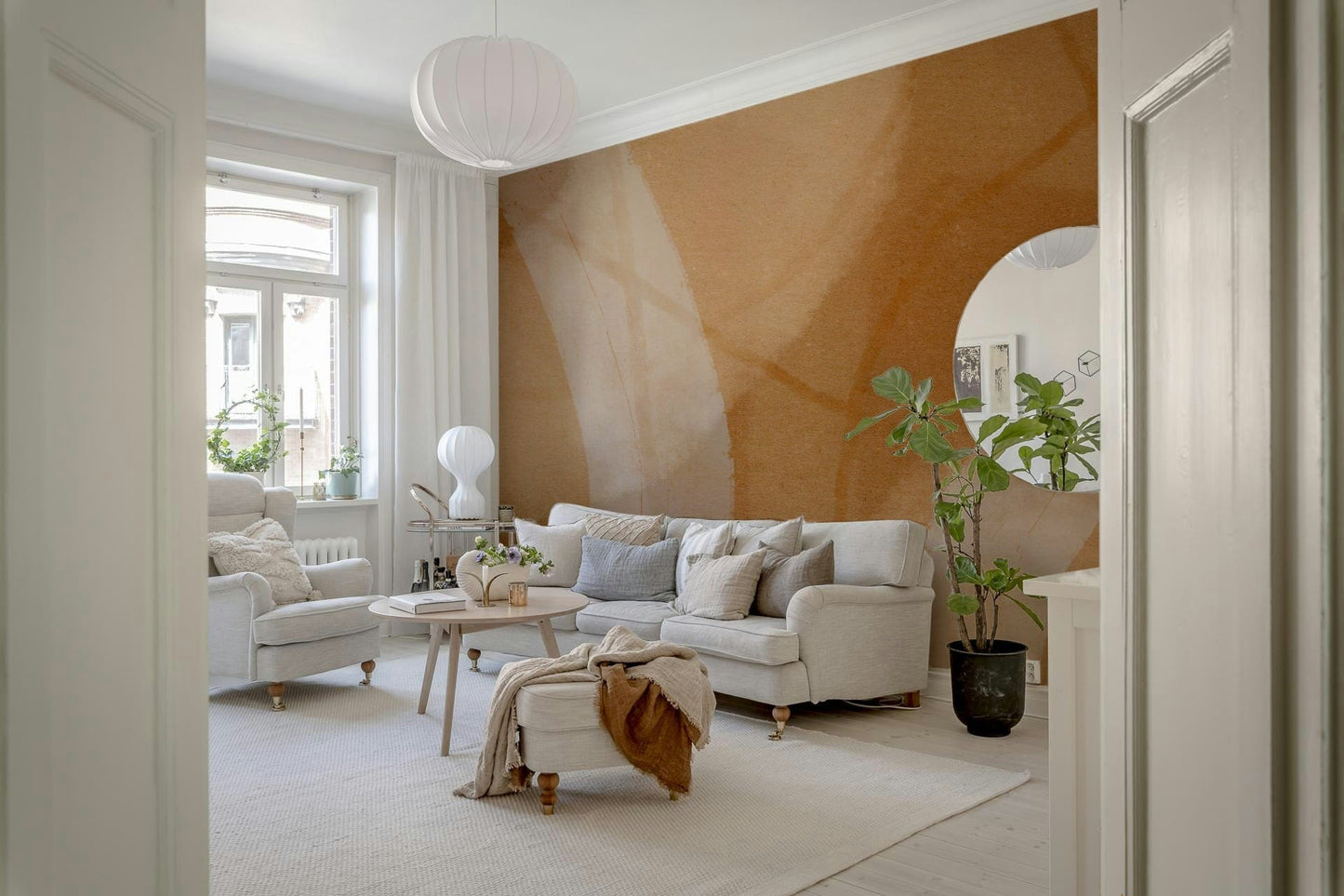 A serene abstract curve wall mural for your decor.

