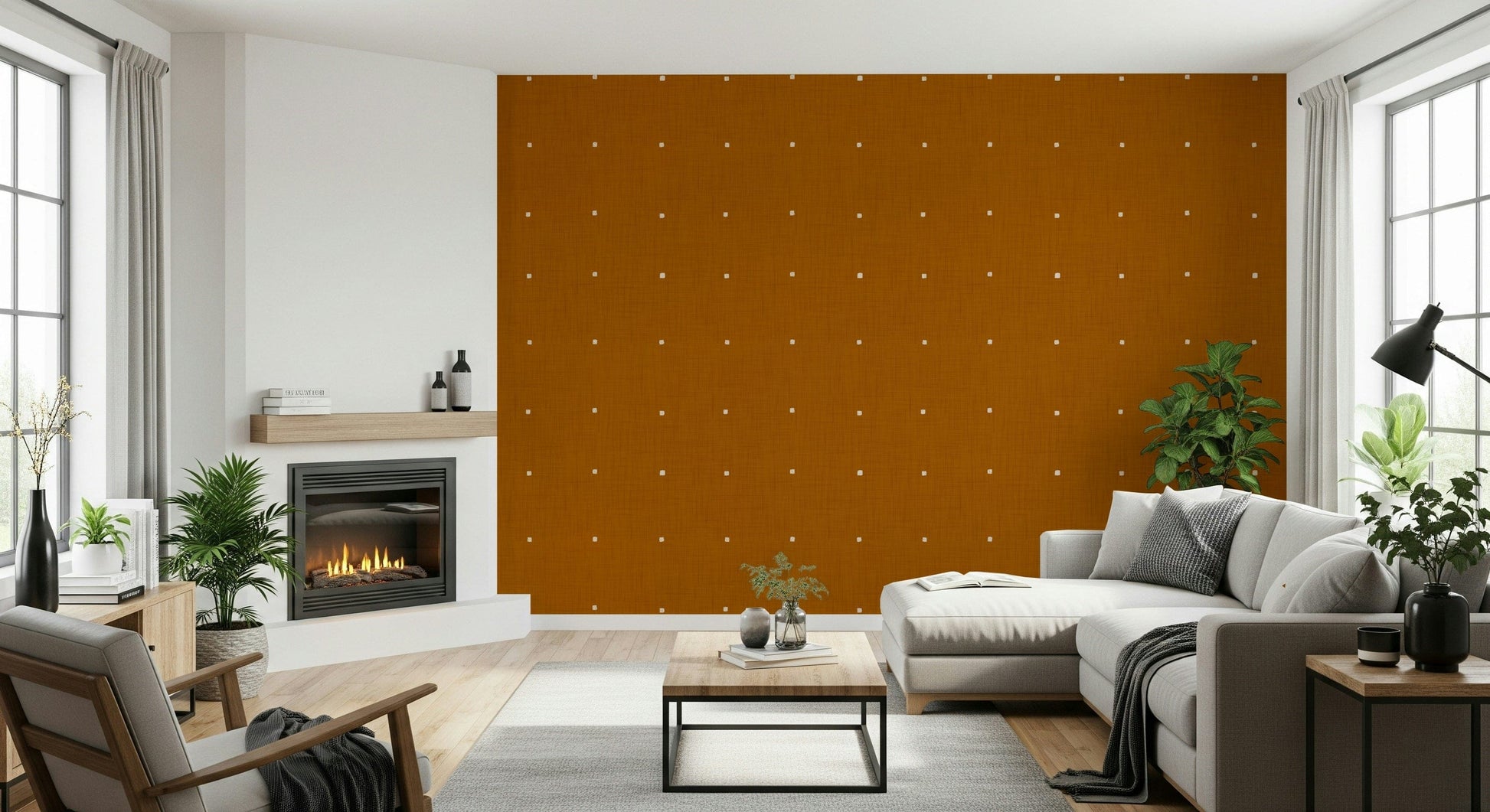 Subtle woven pattern Terracotta Texture wallpaper for walls deep sienna shade