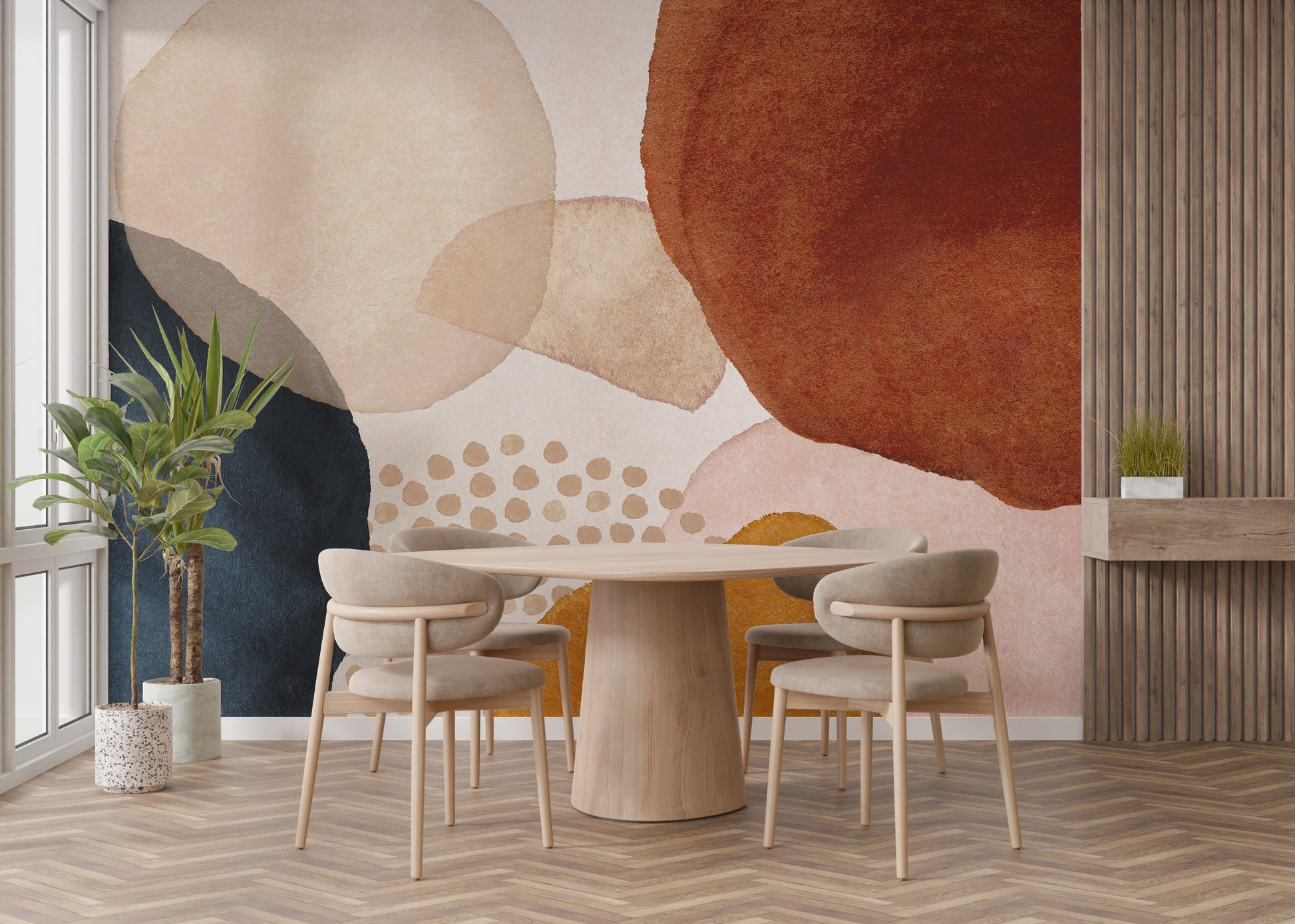 Abstract shapes in earthy wallpaper hues