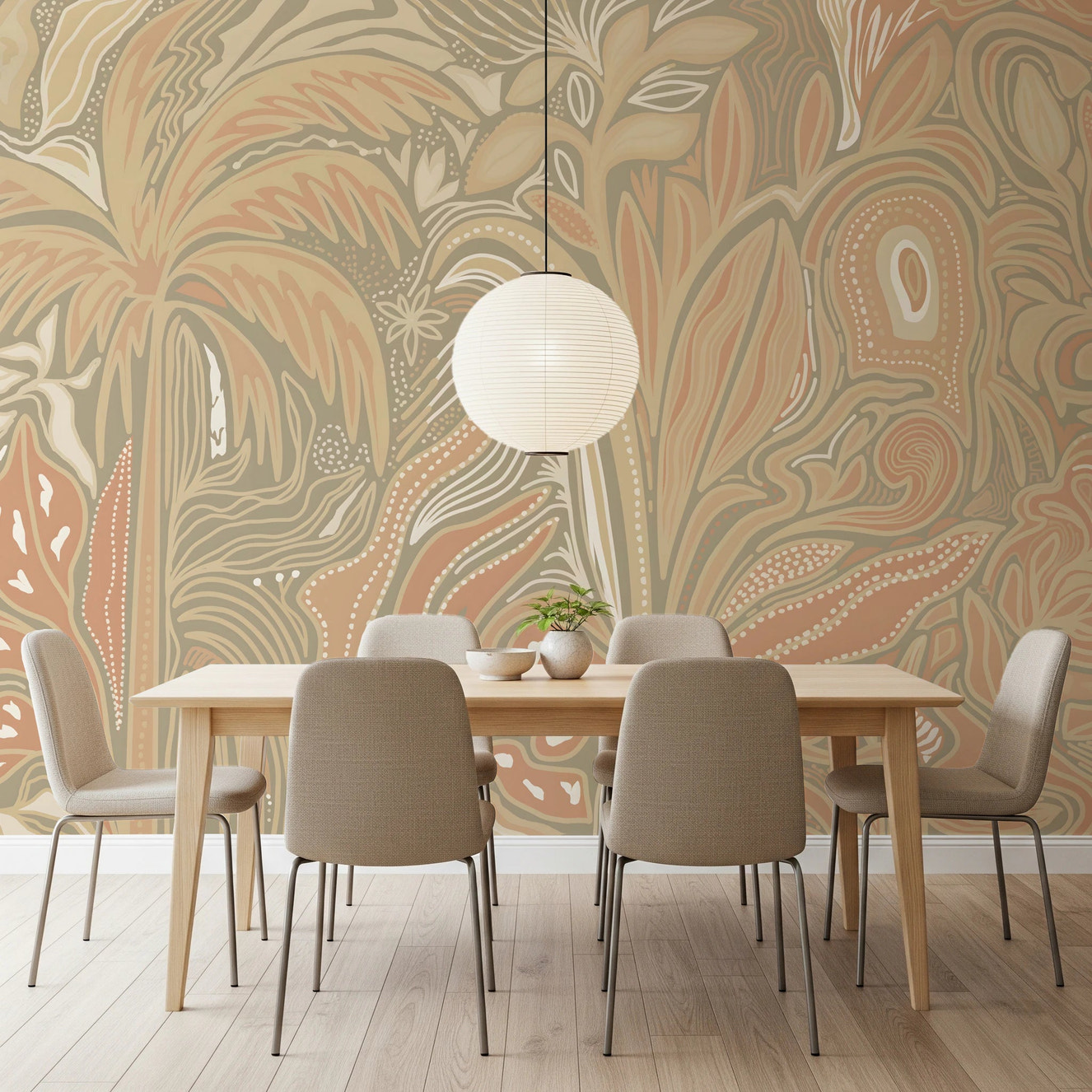 Earthy Warm Tones Jungle Rustic Abstraction Wall Mural
