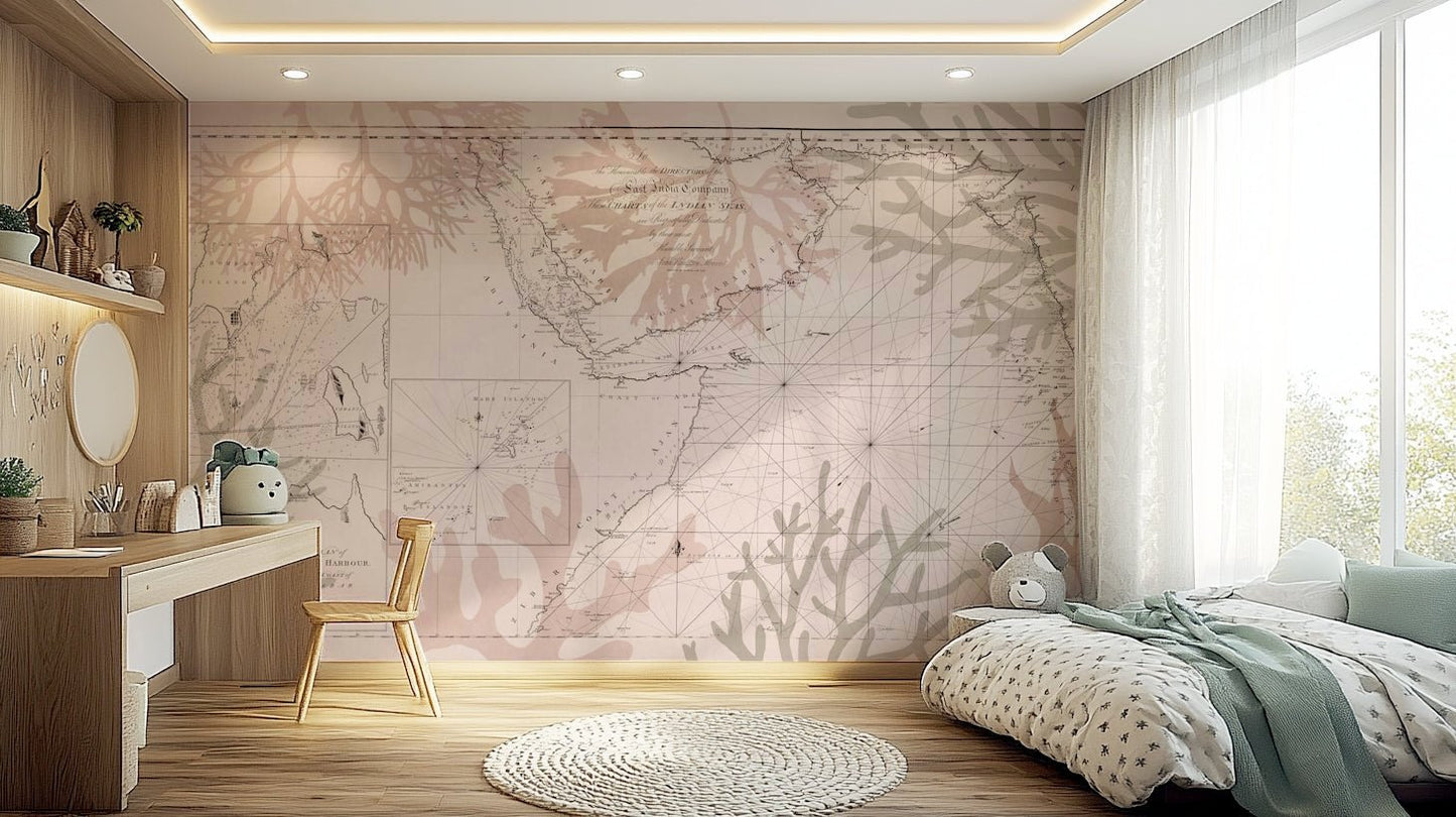 Exotic bird wallpaper with antique maps

