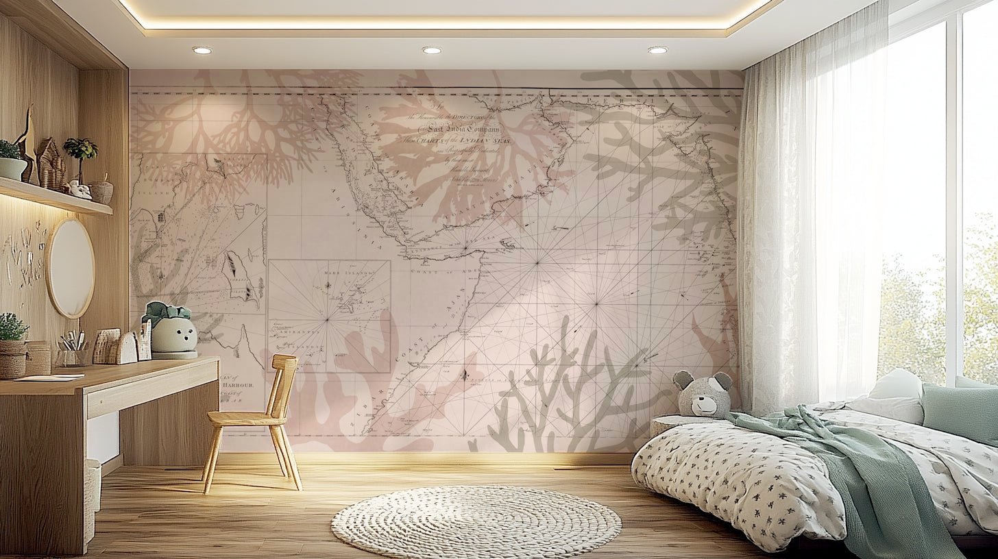 Exotic bird wallpaper with antique maps

