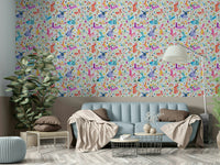 Whimsical spring meadow with Easter bunny art

