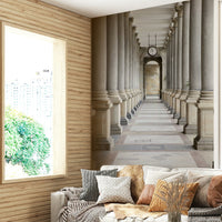 Pillars receding into the distance.

