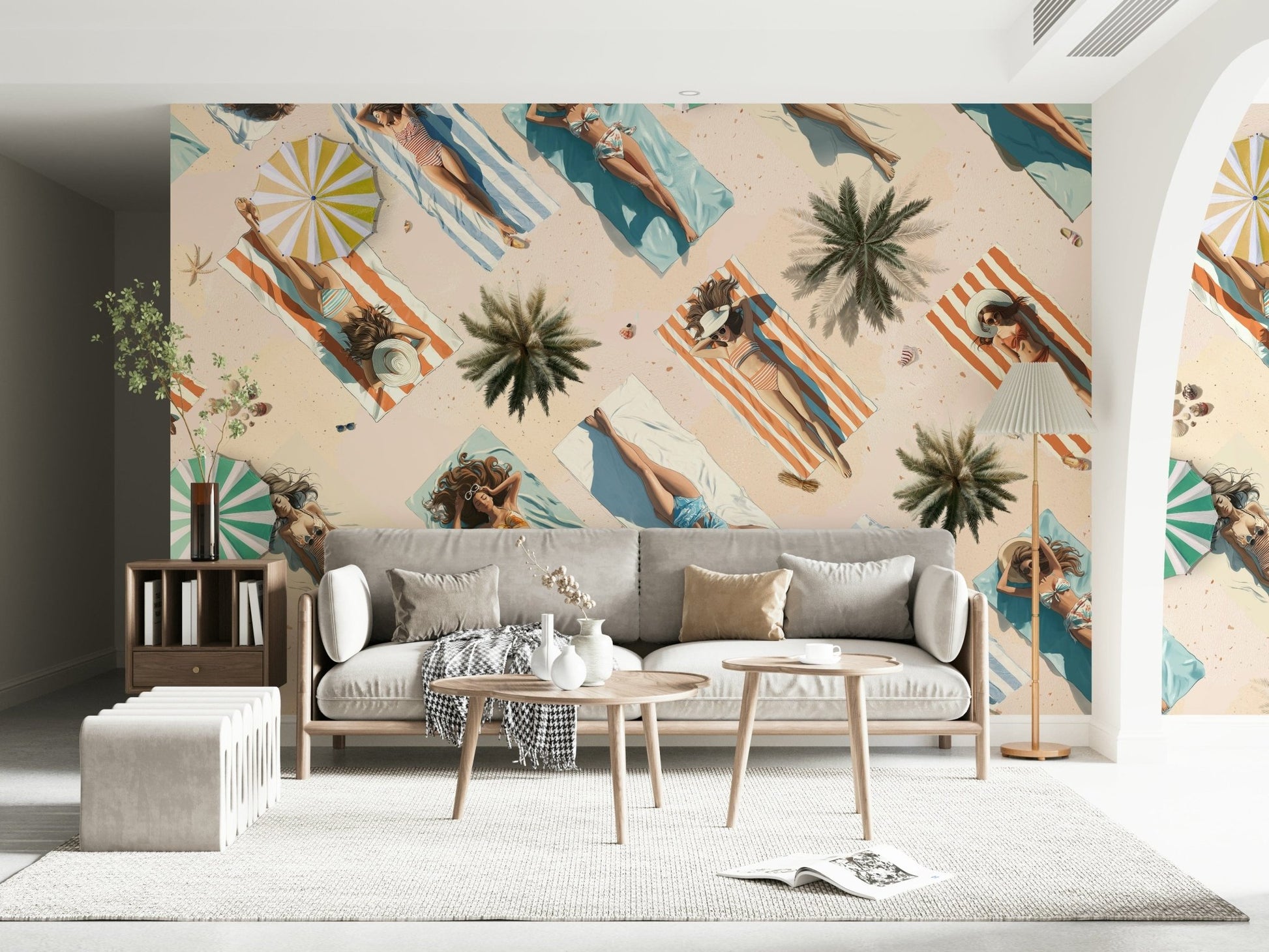 Wall mural depicting the peaceful transition from summer to autumn through subtle color blends.