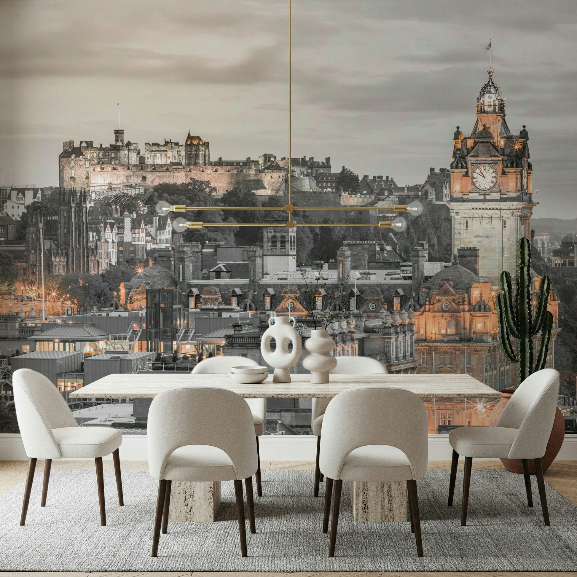 Large format Edinburgh Castle wall mural, detailed building design.