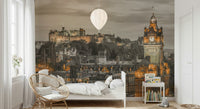 Atmospheric Edinburgh Twilight clock tower, dramatic evening cityscape print.