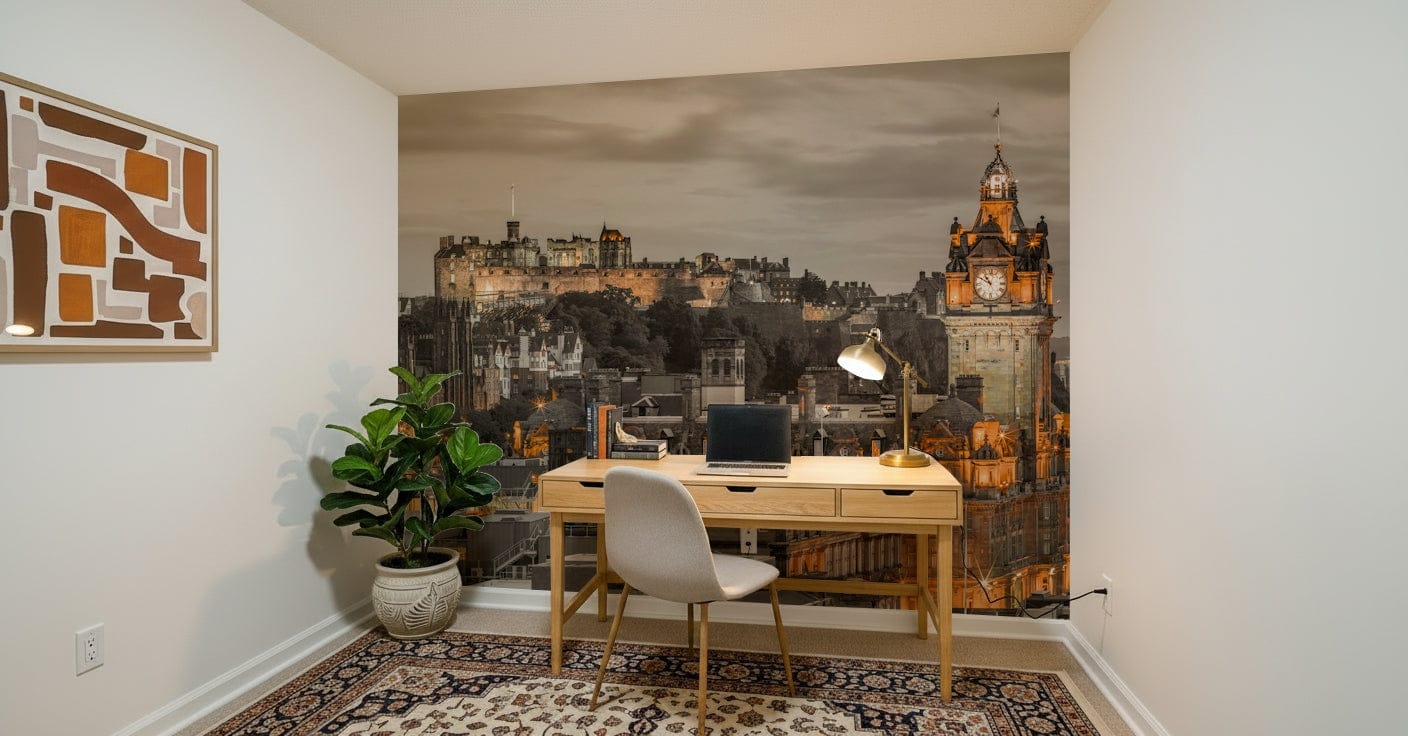 Royal Mile Edinburgh Twilight view, famous landmark wall covering.